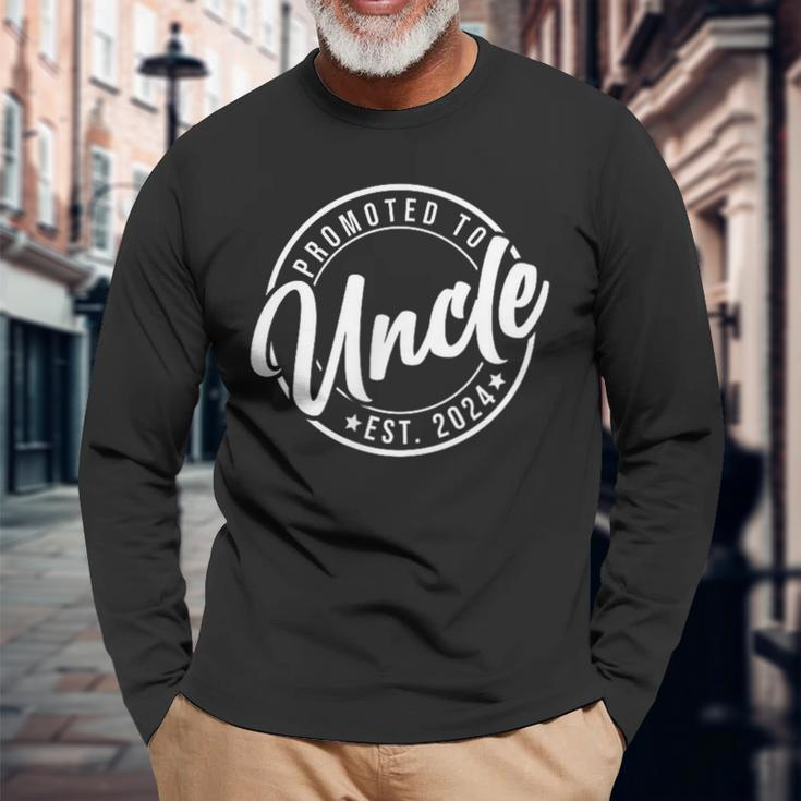 Promoted To Uncle Et 2024 Pocket Pregnancy Father's Day Long Sleeve T-Shirt Gifts for Old Men