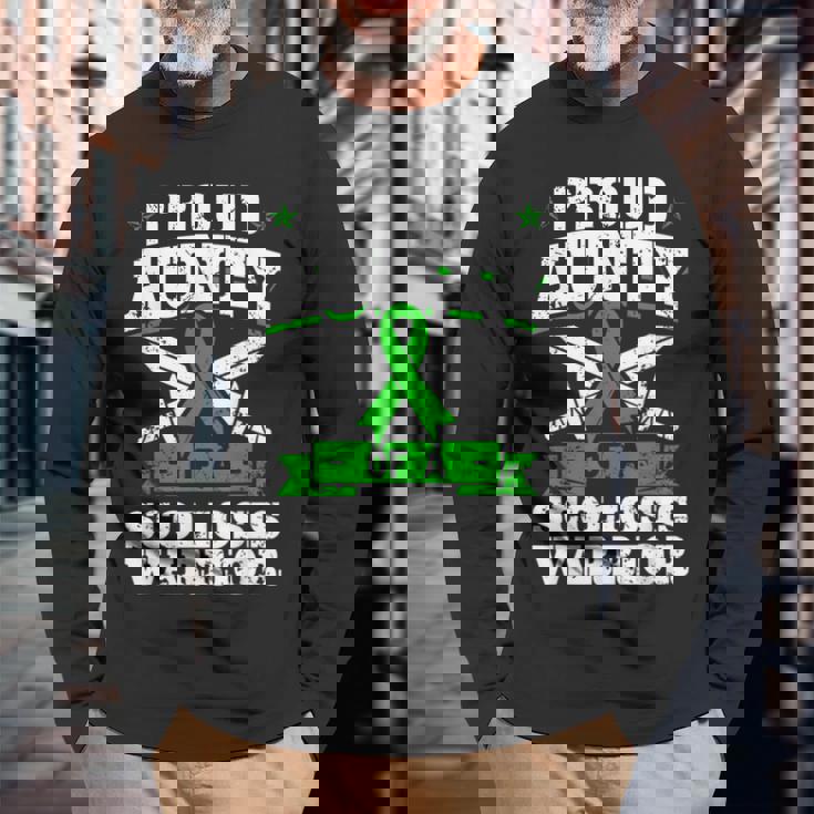Proud Aunty Of A Scoliosis Warrior Awareness Ribbon Advocate Long Sleeve T-Shirt Gifts for Old Men
