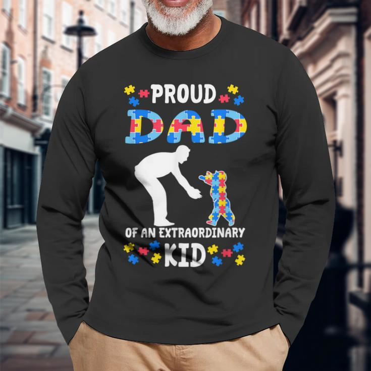 Proud Autism Dad Apparel Matching Autism Awareness Father Long Sleeve T-Shirt Gifts for Old Men