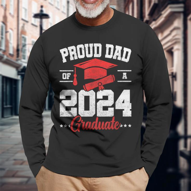 Proud Dad Of A Class Of 2024 Graduate Senior Graduation Long Sleeve T-Shirt Gifts for Old Men
