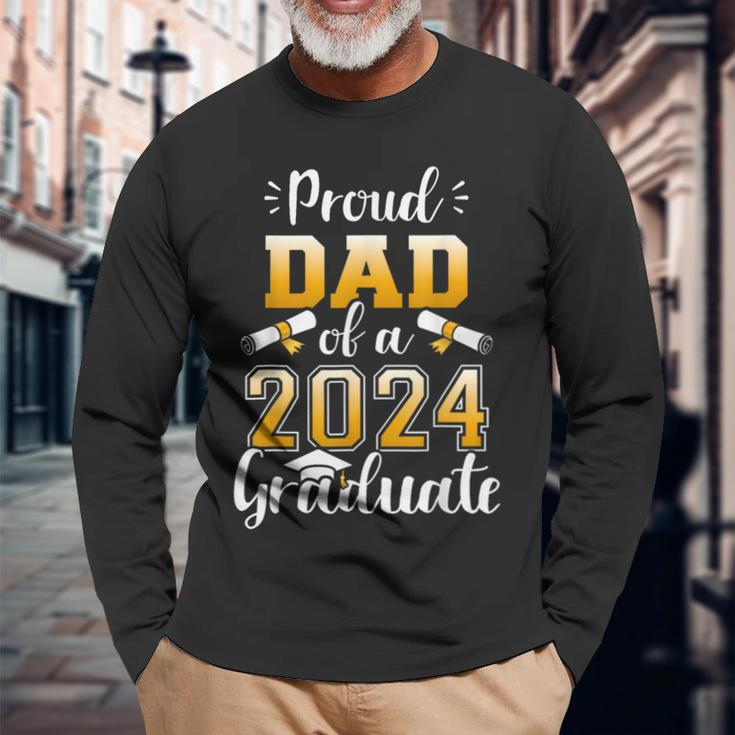 Proud Dad Of A Class Of 2024 Graduate Senior Graduation 2024 Long Sleeve T-Shirt Gifts for Old Men