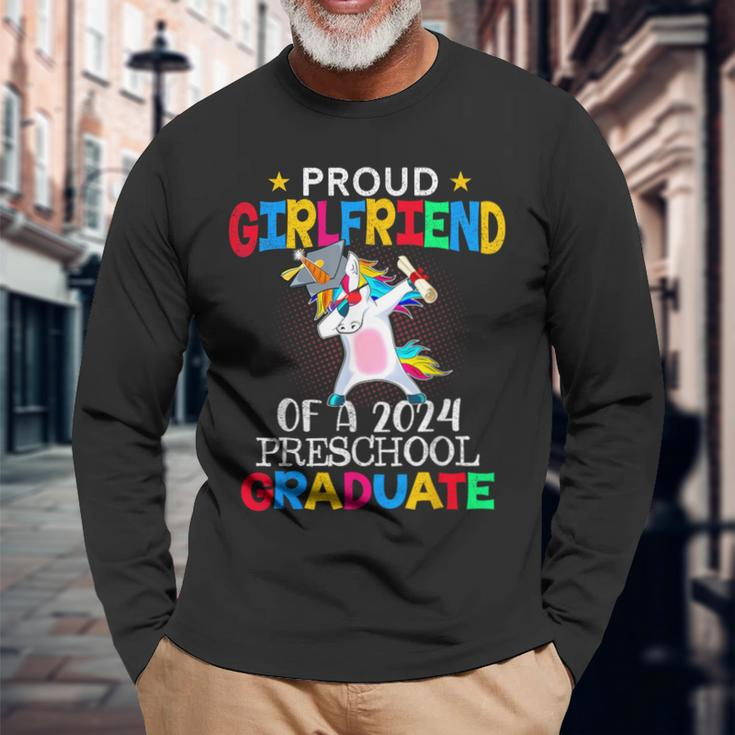 Proud Girlfriend Of A 2024 Preschool Graduate Unicorn Dab Long Sleeve T-Shirt Gifts for Old Men