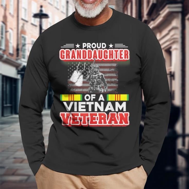 Proud Granddaughter Of A Vietnam Veteran Day American Flag Long Sleeve T-Shirt Gifts for Old Men