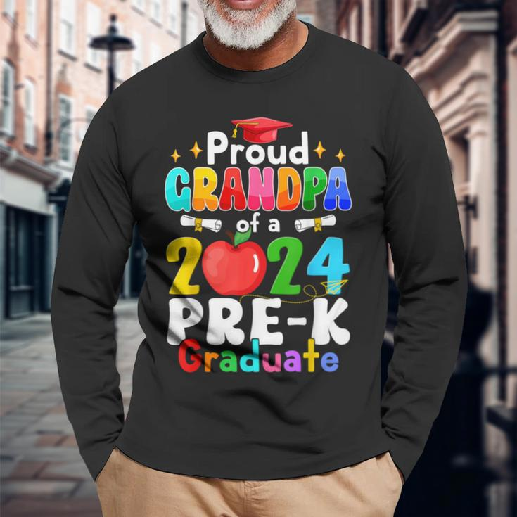Proud Grandpa Of A 2024 Pre-K Graduate Matching Family Grad Long Sleeve T-Shirt Gifts for Old Men