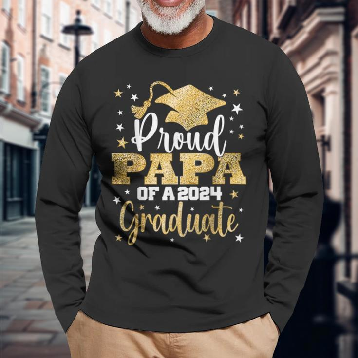 Proud Papa Of A 2024 Graduate Class Graduation Long Sleeve T-Shirt Gifts for Old Men