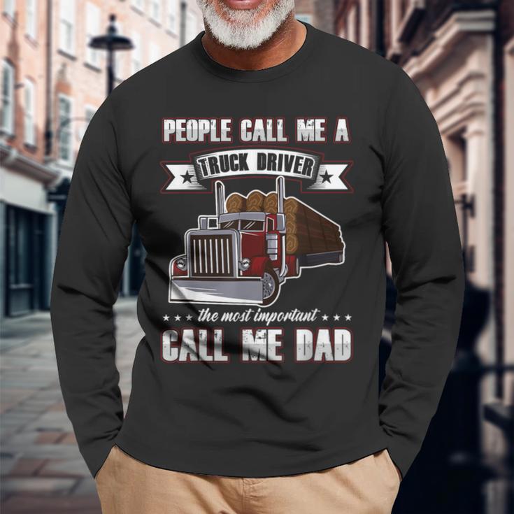 Proud Trucker Dad Truck Driver For Father's Day Long Sleeve T-Shirt Gifts for Old Men