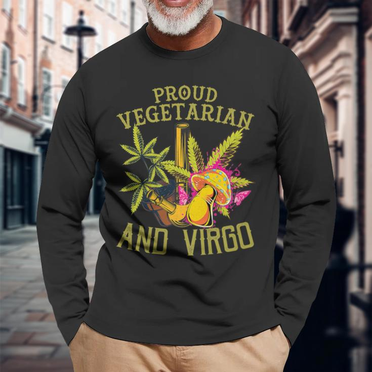 Proud Vegetarian Weed Virgo Vintage 420 Long Sleeve T-Shirt Gifts for Old Men