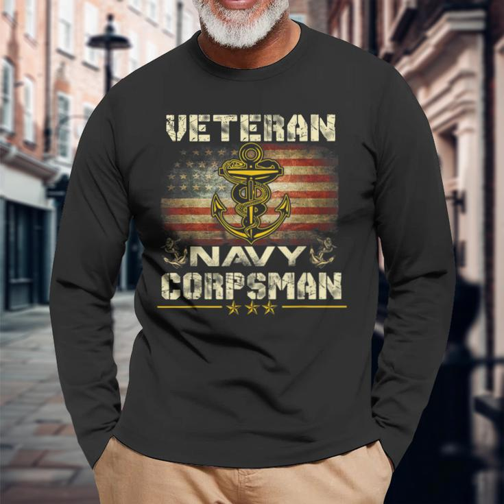 Proud Veteran Navy Corpsman For Men Long Sleeve T-Shirt Gifts for Old Men
