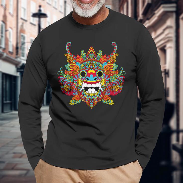 Psychedelic Sacred Mask Trippy Long Sleeve T-Shirt Gifts for Old Men