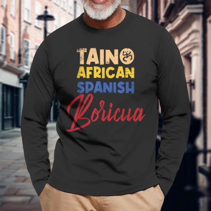 Puerto Rican Roots Boricua Taino African Spanish Puerto Rico Long Sleeve T-Shirt Gifts for Old Men