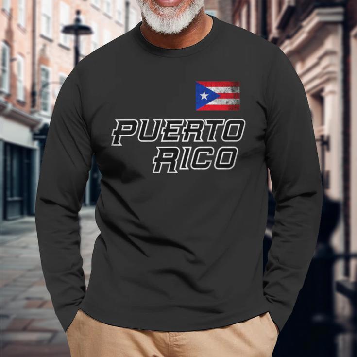 Puerto Rico 2023 Vintage Flag Pride Pr Boricua Puerto Rico Langarmshirts Geschenke für alte Männer