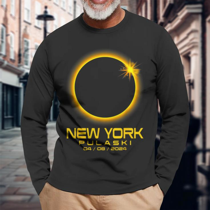 Pulaski New York Ny Total Solar Eclipse 2024 Long Sleeve T-Shirt Gifts for Old Men