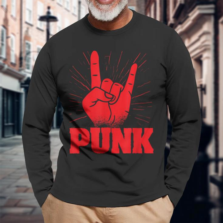 Punk Mohawk Punk Rocker Punker Black Langarmshirts Geschenke für alte Männer