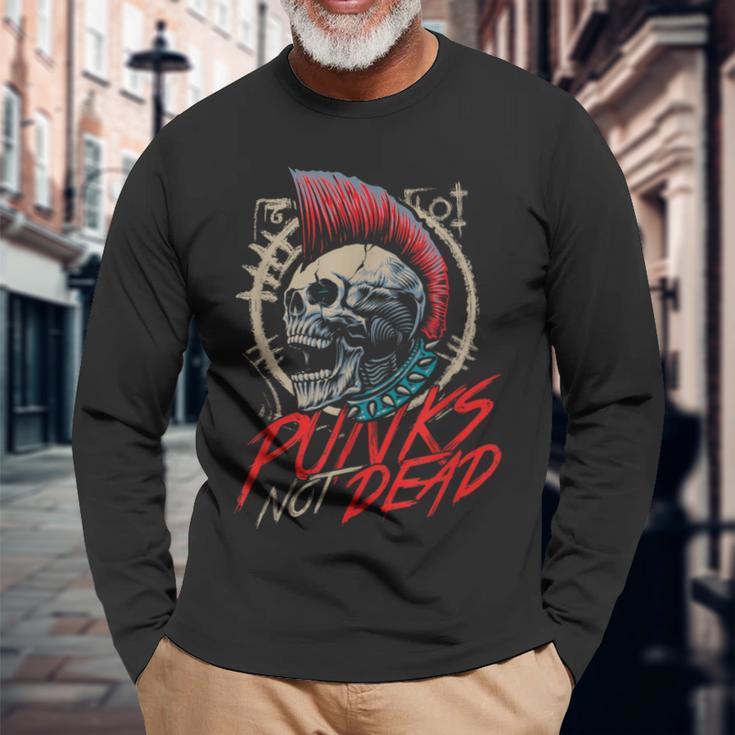 Punks Nicht Tot Rocker Punker Punk Rock Music S Langarmshirts Geschenke für alte Männer