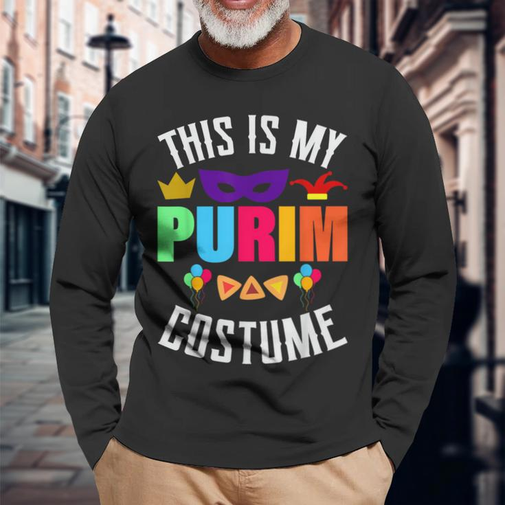 This Is My Purim Costume Purim Jewish Holiday Festival Jew Long Sleeve T-Shirt Gifts for Old Men