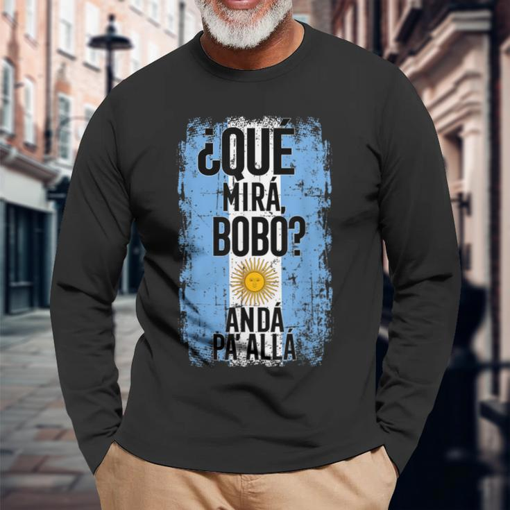 Qué Mirá Bobo Andá Pa' Allá Argentina Flag Mirabobo Ar Langarmshirts Geschenke für alte Männer