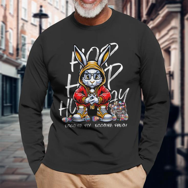 Rabbit With Beats Long Sleeve T-Shirt Gifts for Old Men