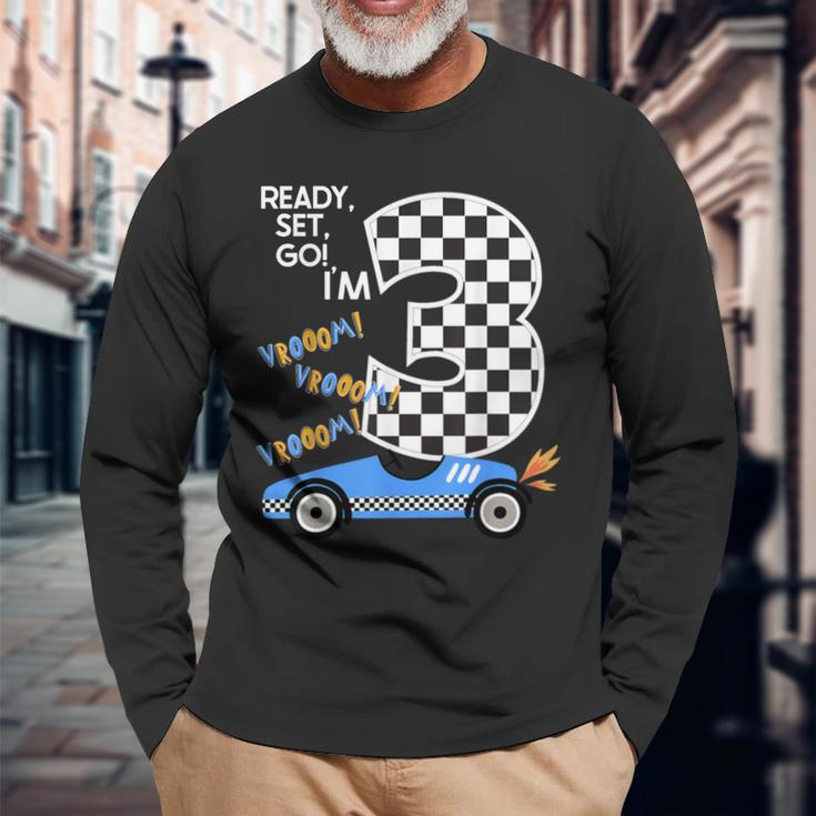 Race Car 3Rd Birthday Party Racing Car Driver 3 Birthday Boy Long Sleeve T-Shirt Gifts for Old Men