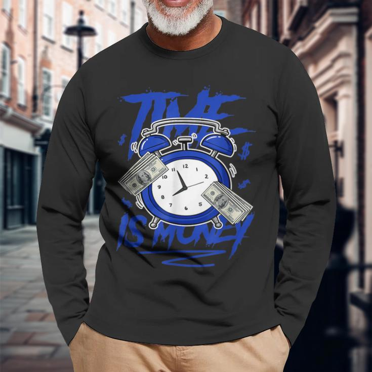 Racer Blue 5S To Match Time Is Money Shoes 5 Racer Blue Long Sleeve T-Shirt Gifts for Old Men