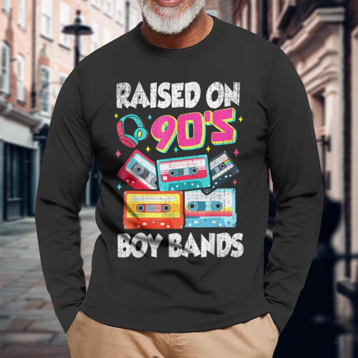 Raised On 90S Boy Bands Cassette Tape Retro Long Sleeve T-Shirt Gifts for Old Men