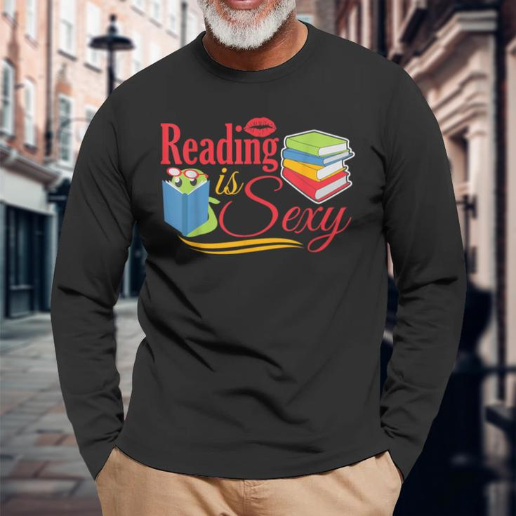 Reading Is Sexy Book Literature Long Sleeve T-Shirt Gifts for Old Men