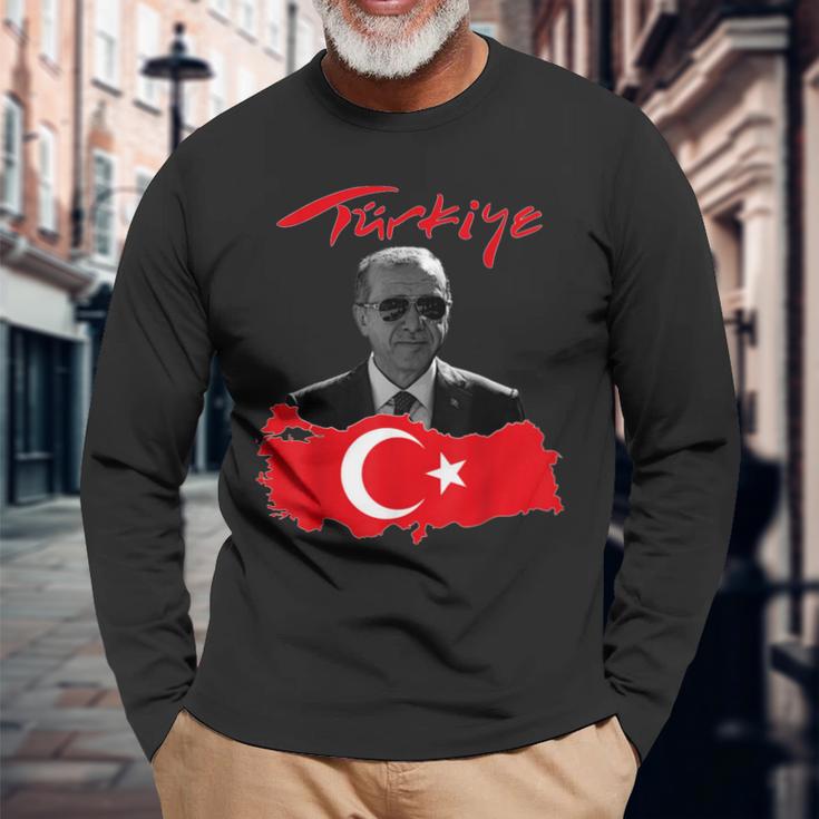 Recep Tayyip Erdogan Türkiye Flag Langarmshirts Geschenke für alte Männer