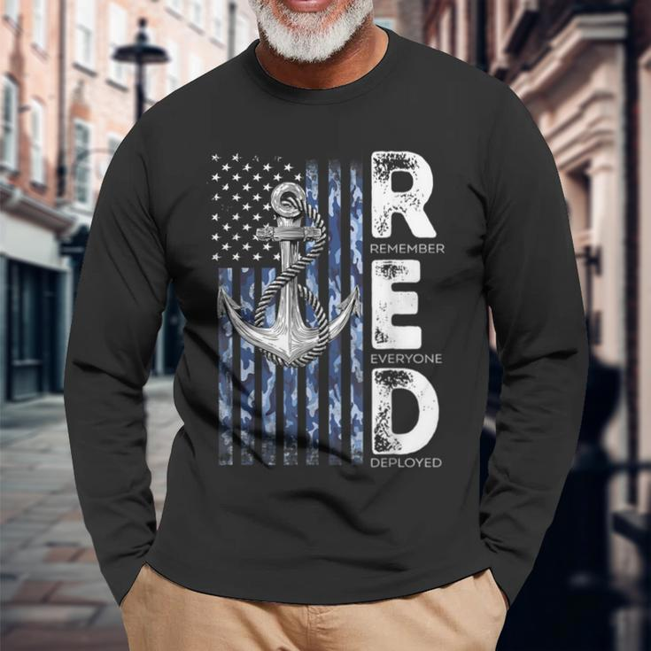Red Friday Veterans Day Us Navy Support All Us Veterans Long Sleeve T-Shirt Gifts for Old Men