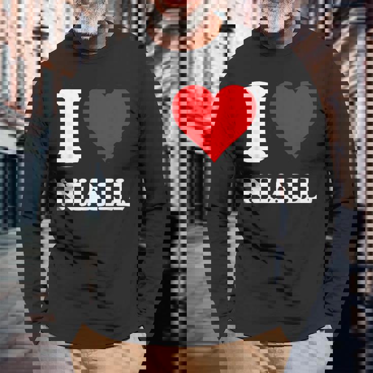 Red Heart I Love Niall Long Sleeve T-Shirt Gifts for Old Men