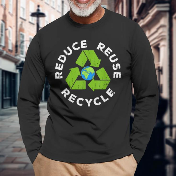 Reduce Reuse Recycle Earth Day 2024 Long Sleeve T-Shirt Gifts for Old Men