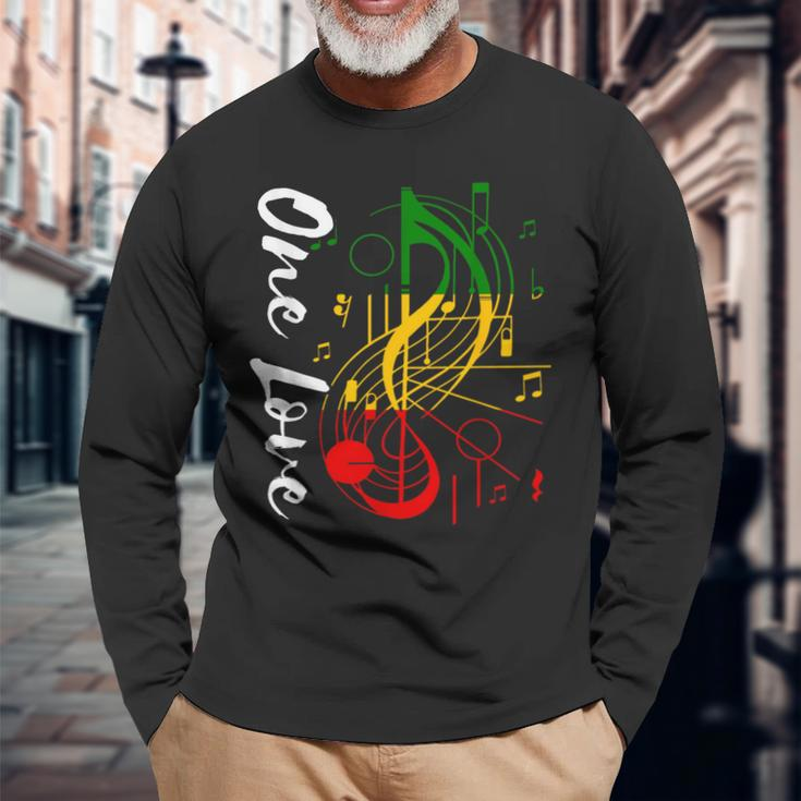 Reggae Rastafari Roots One Love Rastafarian Reggae Music Long Sleeve T-Shirt Gifts for Old Men