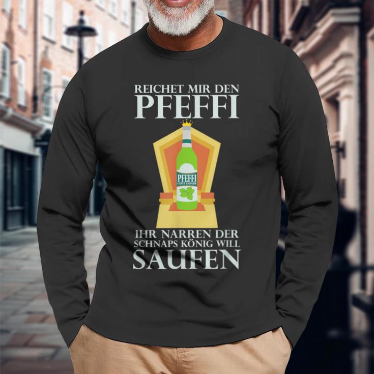 Reichet Mir Den Pfeffi Langarmshirts, Minzlikör Saufparty Design Geschenke für alte Männer