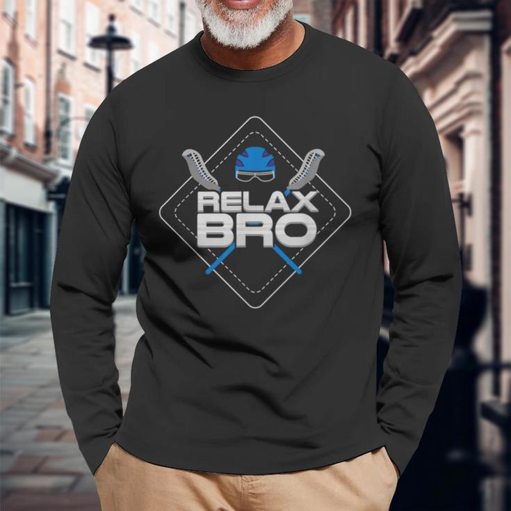Relax Bro Lax Life & Lacrosse Player Long Sleeve T-Shirt Gifts for Old Men