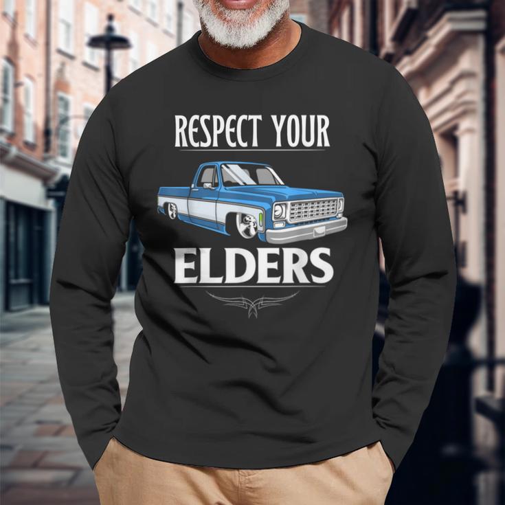 Respect Your Elders Classic Pickup Truck Lovers Long Sleeve T-Shirt Gifts for Old Men