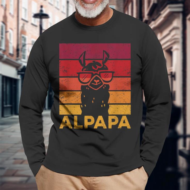 Retro Alpapaatertag Bester Papa Alpaka Langarmshirts Geschenke für alte Männer