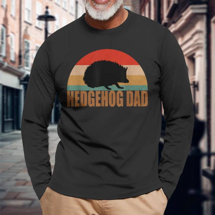 Retro Best Hedgehog Dad Vintage Father Hedgehog Lover Long Sleeve T-Shirt Gifts for Old Men