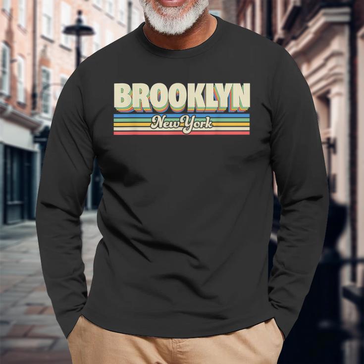 Retro Brooklyn New York City Nyc Vintage Ny Long Sleeve T-Shirt Gifts for Old Men