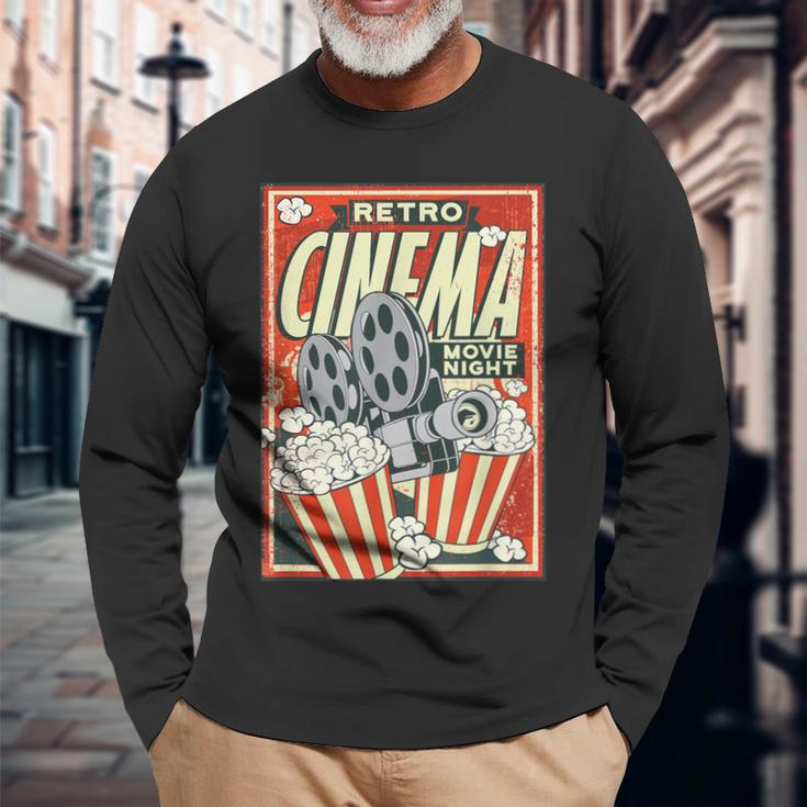 Retro Cinema Poster Popcorn Camera Film Langarmshirts Geschenke für alte Männer