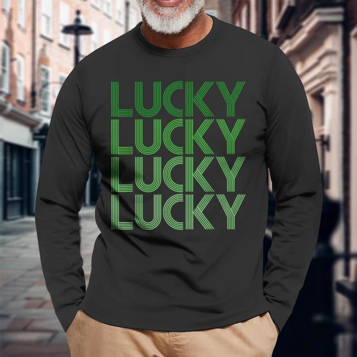 Retro Green Lucky For St Particks Day Long Sleeve T-Shirt Gifts for Old Men