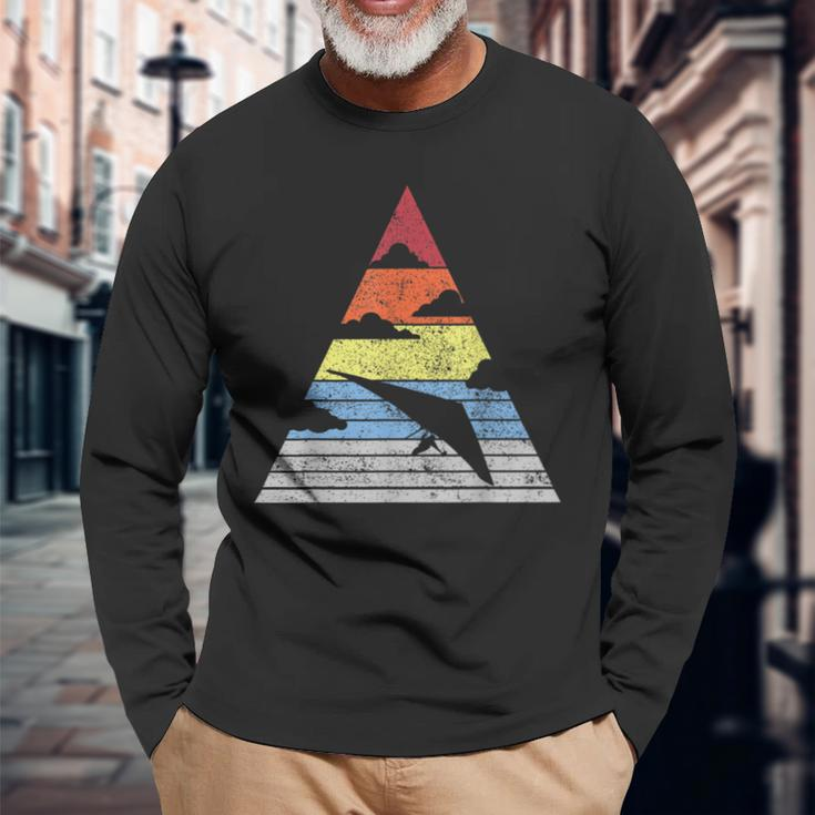Retro Hangglider Sunset Silhouette Hang Gliding Long Sleeve T-Shirt Gifts for Old Men