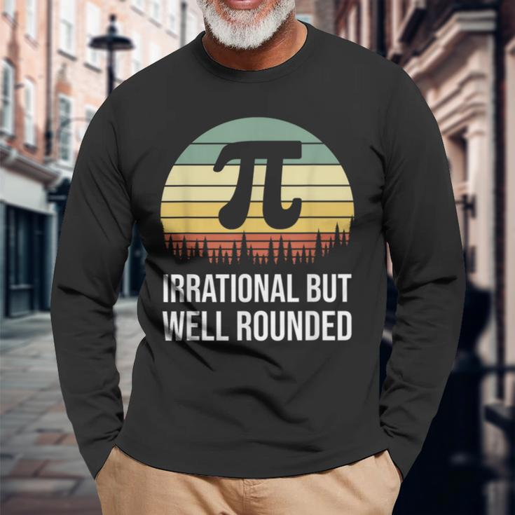 Retro Pi Day Irrational But Well Rounded Math Teacher Long Sleeve T-Shirt Gifts for Old Men