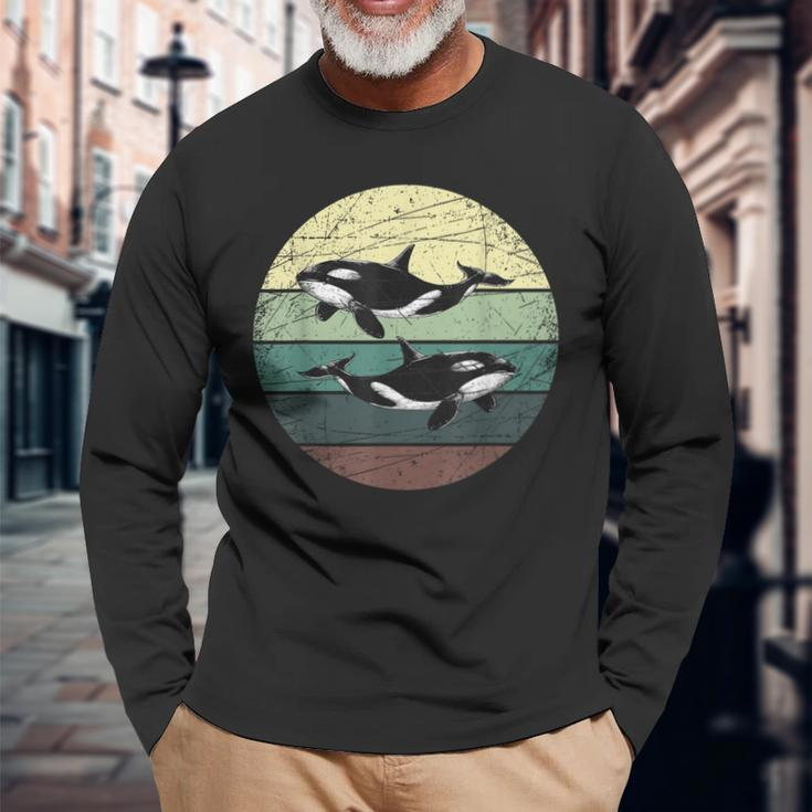 Retro Pinguin Grafik Langarmshirts im Vintage Stil mit Sonnenuntergang Geschenke für alte Männer