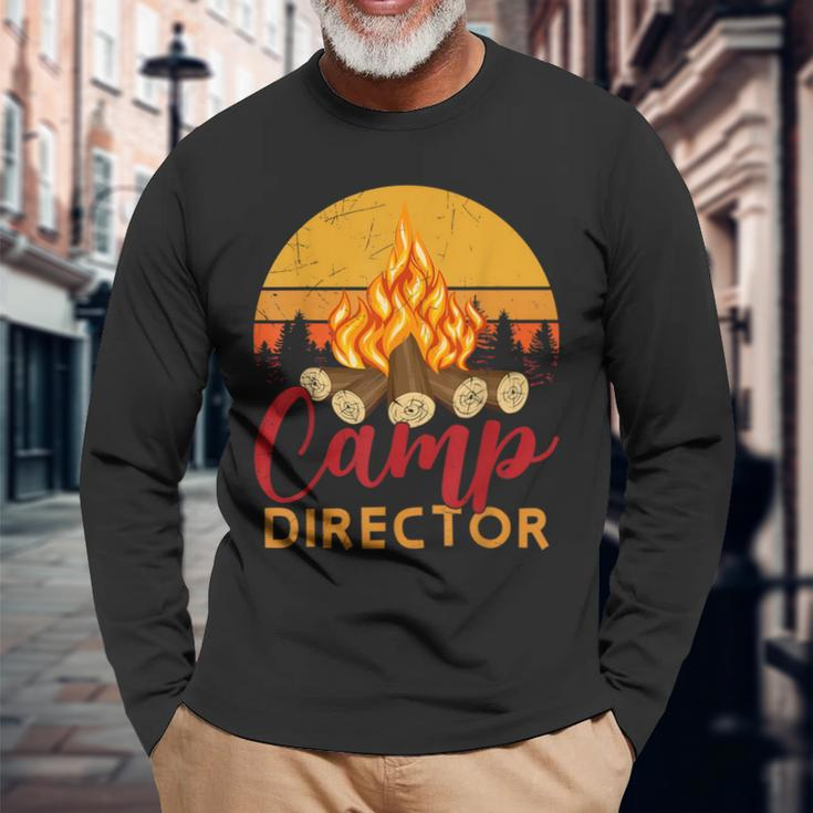 Retro Summer Camp Director Outdoor Vacation Counselor Camper Long Sleeve T-Shirt Gifts for Old Men