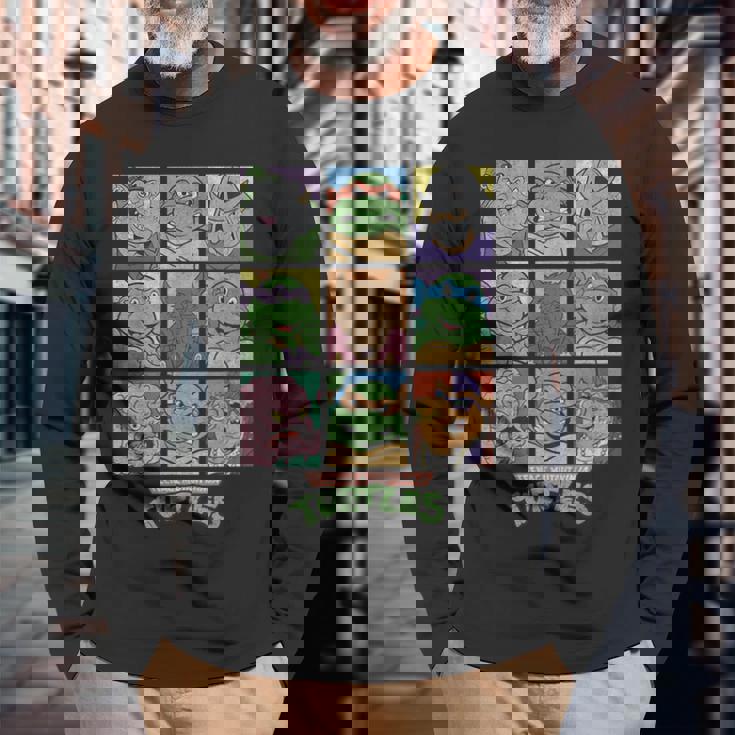 Retro Tmnt Villains \u0026 Heroes Grid Long Sleeve T-Shirt - Monsterry