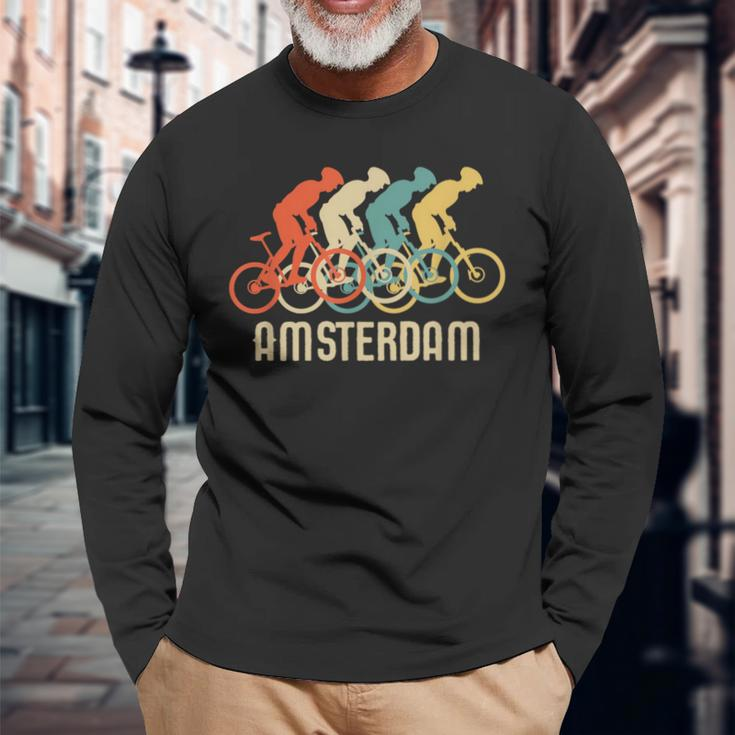 Retro Vintage Bike AmsterdamLong Sleeve T-Shirt Gifts for Old Men