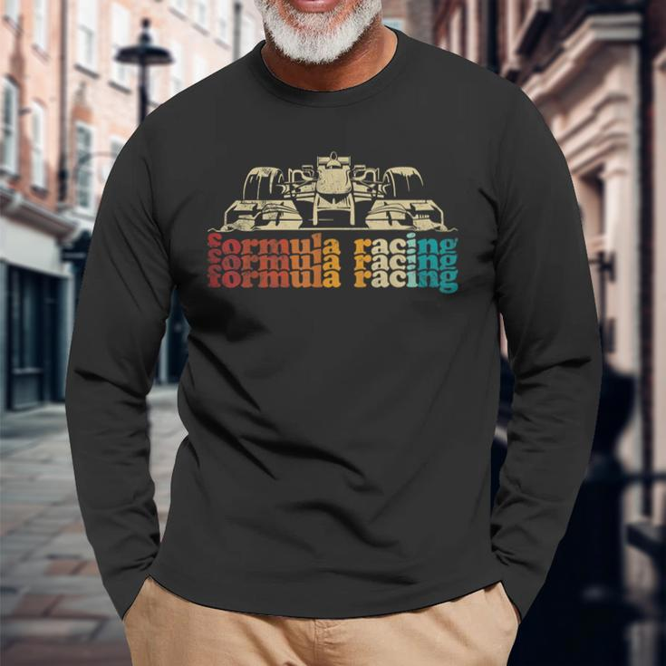 Retro Vintage Formula Racing Silhouette Race Car Lovers Fan Long Sleeve T-Shirt Gifts for Old Men