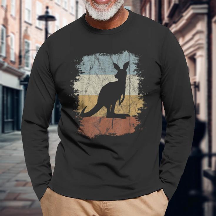 Retro Vintage Kangaroo Silhouette Funky Bag Animal Langarmshirts Geschenke für alte Männer