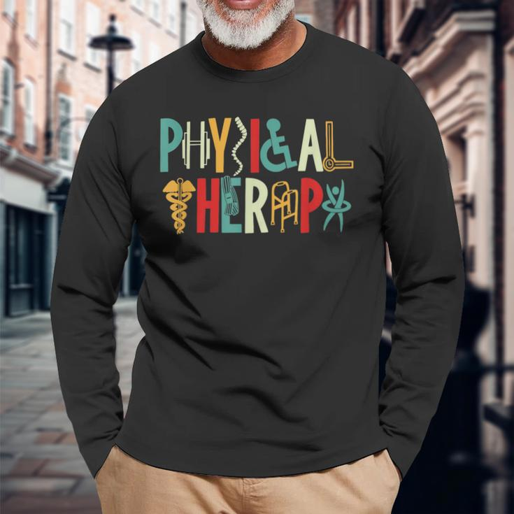 Retro Vintage Physical Therapy Physical Therapist Long Sleeve T-Shirt Gifts for Old Men