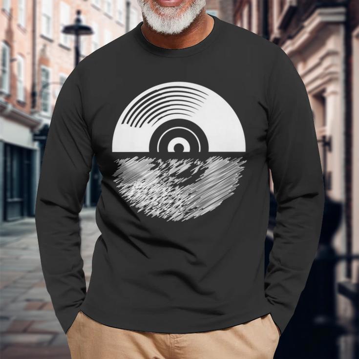 Retro Vinyl Record Sunset Vintage Music Lover 33 45 78 Long Sleeve T-Shirt Gifts for Old Men