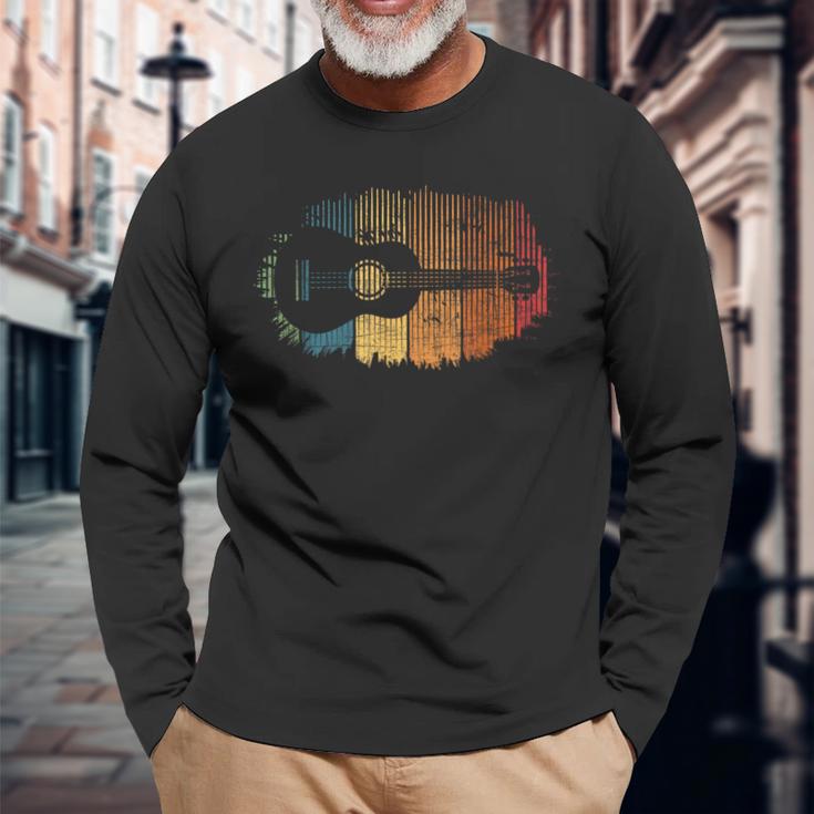 Retrointage Ukulele Player Guitarist Ukulele Ukulele Langarmshirts Geschenke für alte Männer