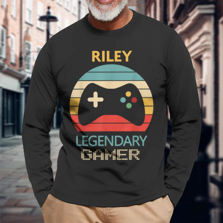 Riley Name Personalised Legendary Gamer Long Sleeve T-Shirt Gifts for Old Men